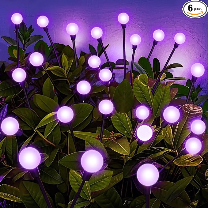 ZFNN Solar Garden Lights Outdoor, 4 Pack Firefly Swaying Lights Purple by ZFNN