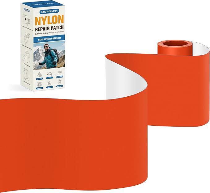 KING MOUNTAIN Self Adhesive Nylon Fabric Repair Tape, 4×63 Inches, Quick Down by ForABetterHomeLife