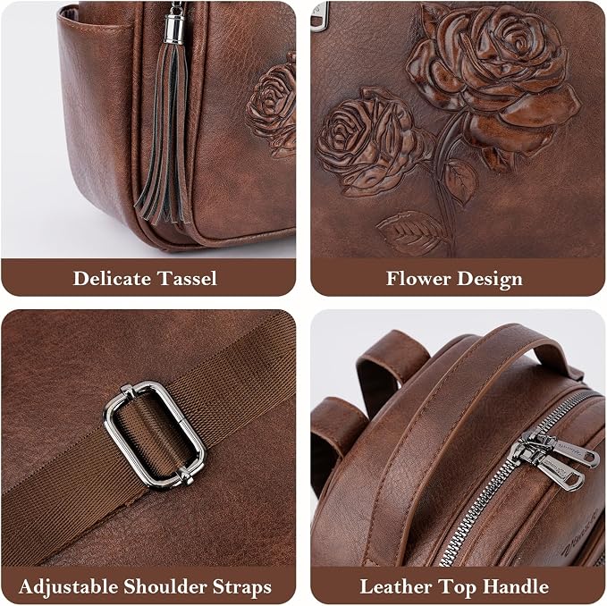 Mini Backpack Purse for Women, Embossed Leather Small Backpack Fashion Travel - Image 6