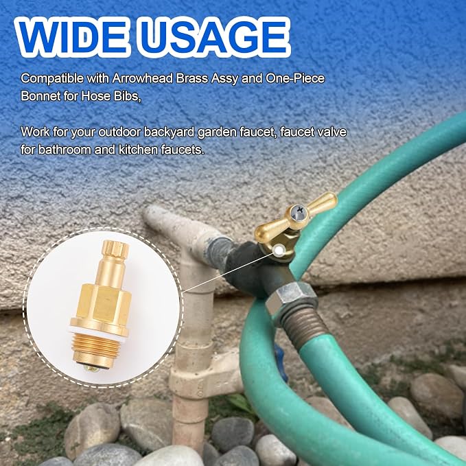 PK1100 Stem Assy, Premium Brass Globe Valve Faucet Stem Compatible - Image 2