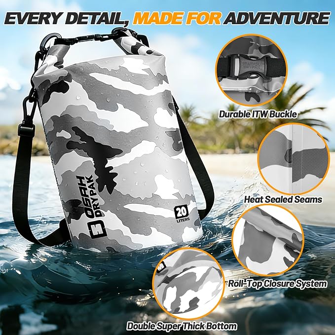 Waterproof Dry Bag, 5L/10L/20L/30L/40L Roll Top Lightweight Storage Backpack - Image 3