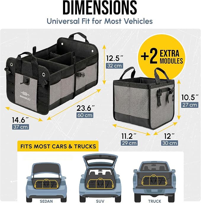 Modular 4-Section XL Trunk Organizer – Car Storage - Image 9
