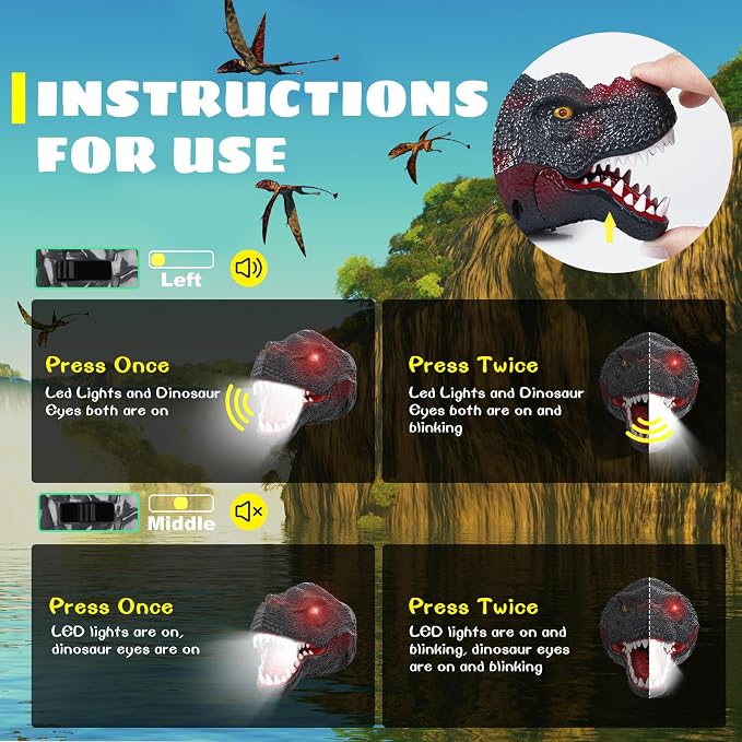Dysaim Kids Headlamp, Dinosaur Headlamp - Image 6