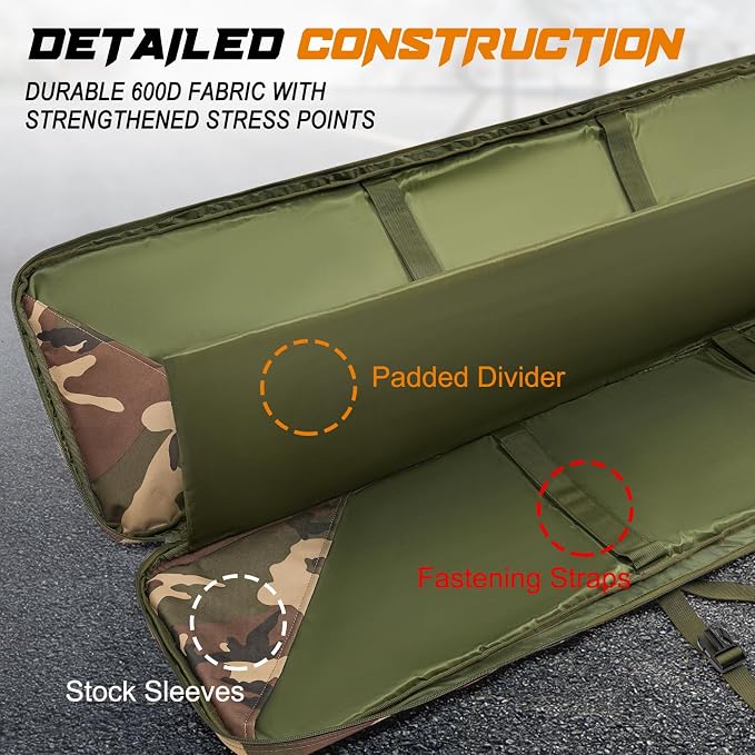 DULCE DOM 36 42 48 Inch Double Rifle Case, Tactical Soft Padded Backpack - Image 2