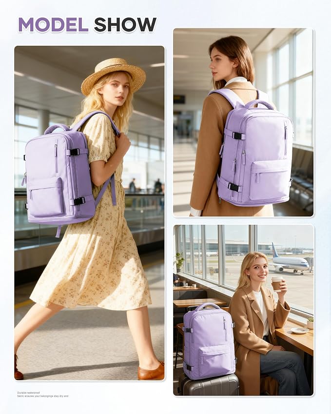 WONHOX Large Travel Backpack Carry on Flight Approved Laptop Work Business - Image 8