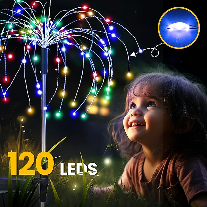 GIGALUMI Garden Decor Outdoor Lights 120LED 8Pack, Solar Garden Lights Outside - Image 3