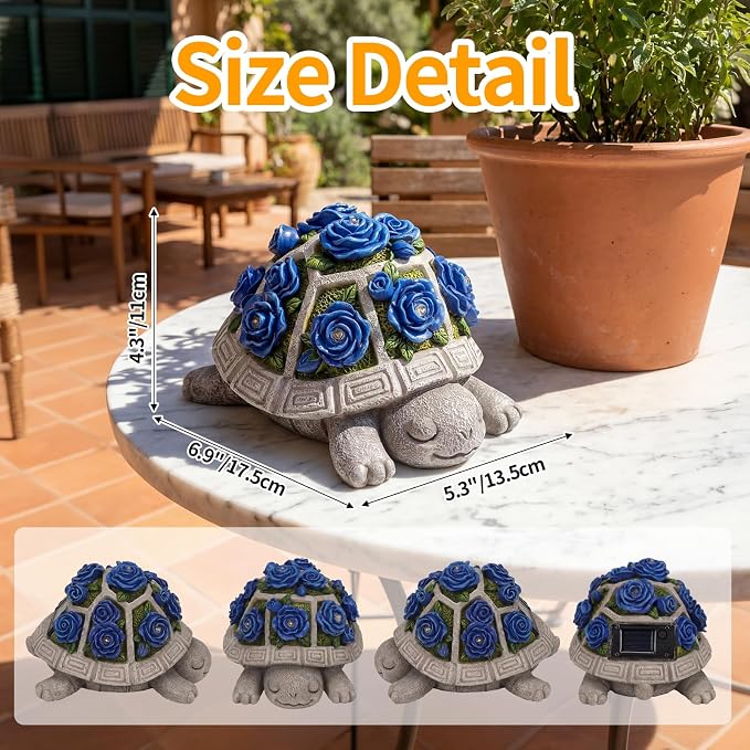 Solar Garden Outdoor Decor Turtle Statue - Image 2
