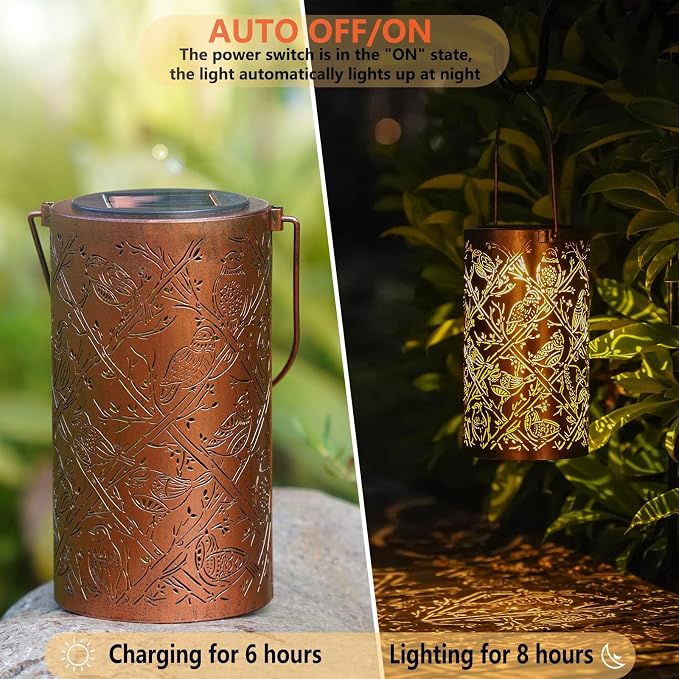 Solar Cardinal Lanterns Outdoor Hanging Decor Lantern, Waterproof Hollow Out - Image 5