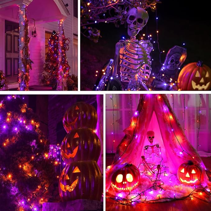 75.8 FT 200 LED Orange and Purple Halloween Tree Lights Indoor Outdoor - Image 5