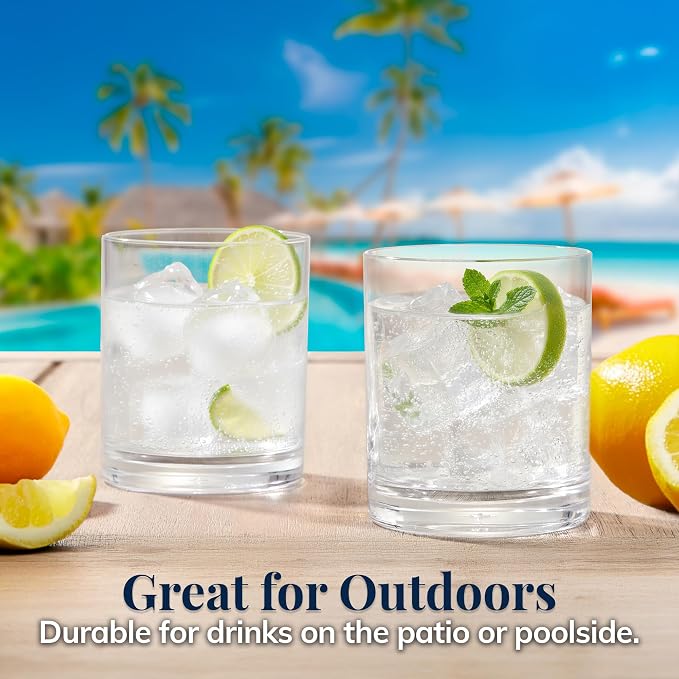 US Acrylic Classic Clear Plastic Reusable Drinking Glasses 12oz Rocks Cups | - Image 7