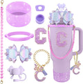 9PCS Purple for Stanley Cup Accessories Set Bling Initials Bow Charms for by Unknown
