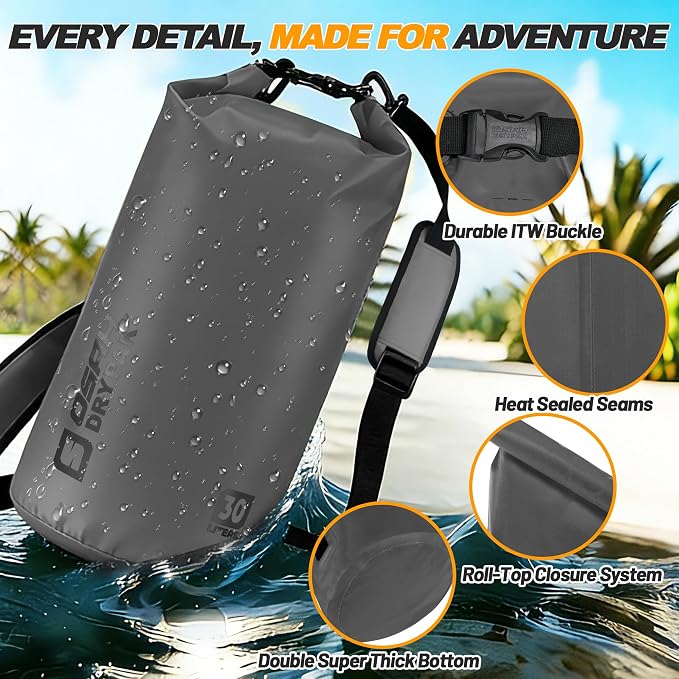 Waterproof Dry Bag, 5L/10L/20L/30L/40L Roll Top Lightweight Storage Backpack - Image 4