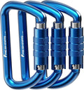 FresKaro 3inch 12kN-2698lbs Auto Locking Carabiner Clips, Solid D Shape by FresKaro