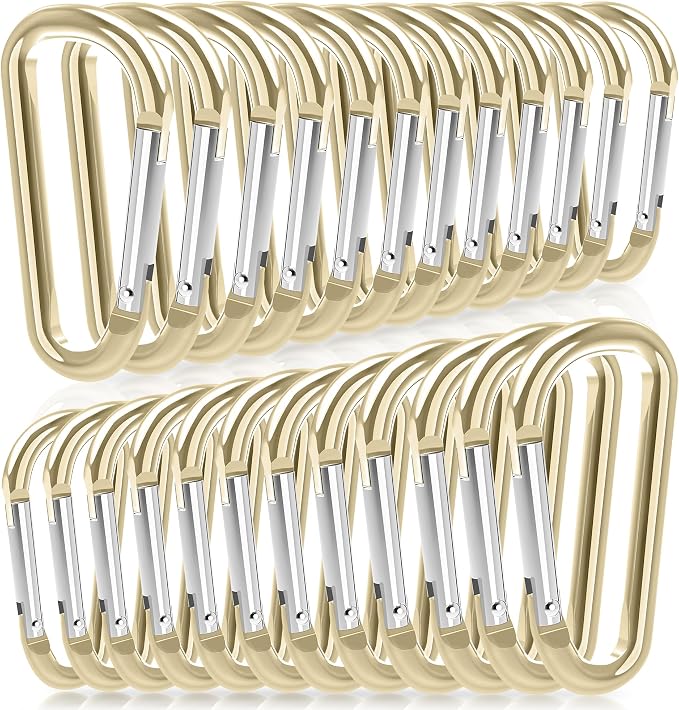 24pc Aluminum Carabiner Clip D Ring, Keychain Spring Hook, Small Carabiners Set by Zalava