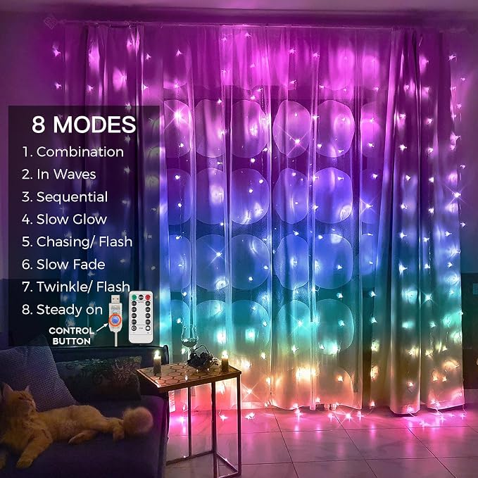 suddus Curtain Lights for Bedroom, 192 Led 8.3ft x 5.25ft Hanging String Lights - Image 6