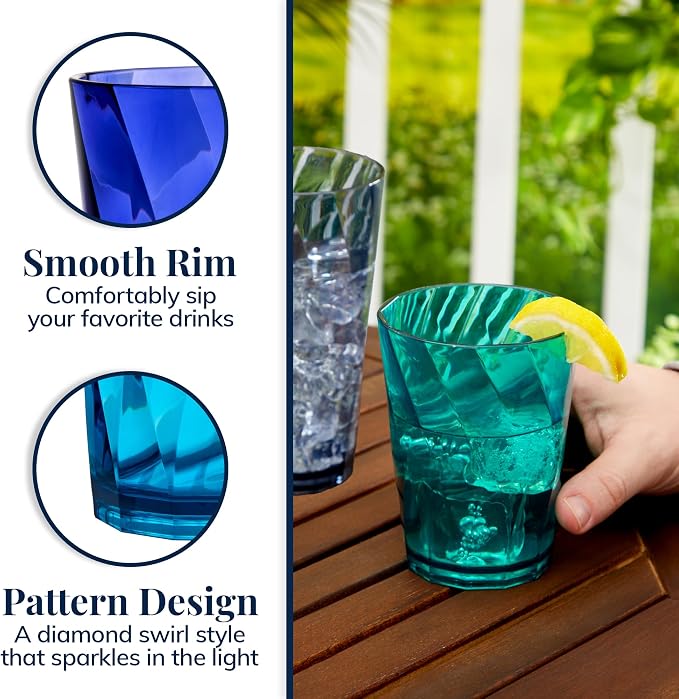 US Acrylic Optix Plastic Reusable Drinking Glasses 14oz Rocks & 20oz Water Cups - Image 4