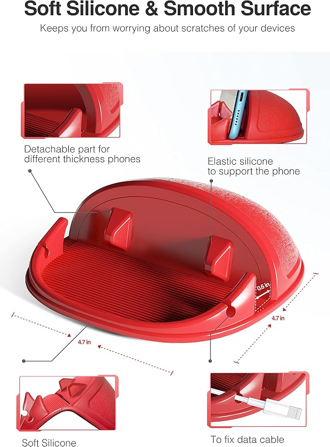 Loncaster Car Phone Holder, Car Phone Mount Silicone Car Pad Mat - Image 3