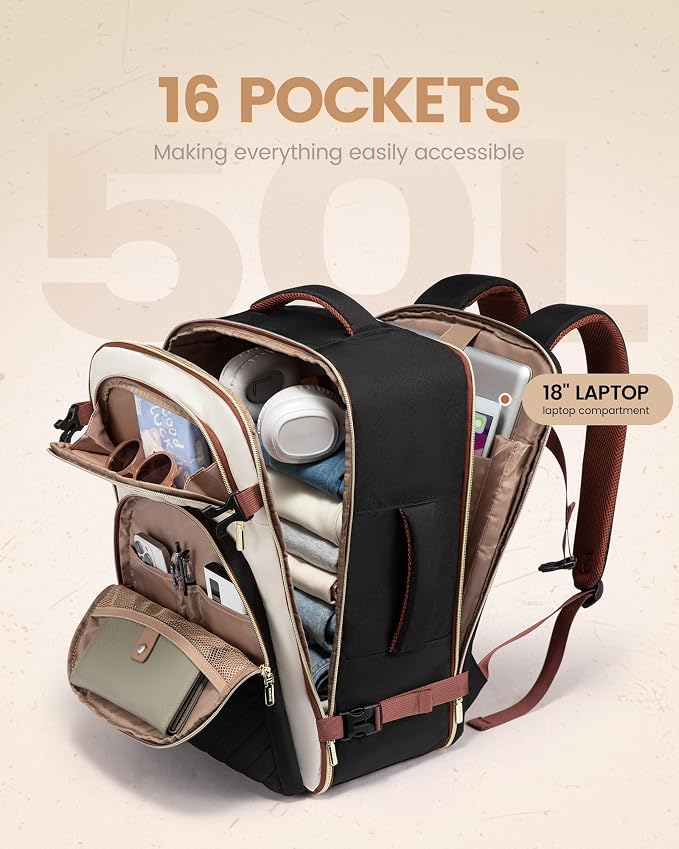 LOVEVOOK Travel Backpack Carry on Flight Approved 50L, Waterproof TSA Travel - Image 5