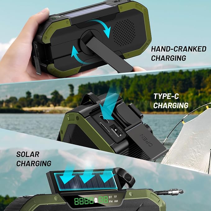 Emergency Radio Waterproof Bluetooth Speaker, Portable AM FM Radio - Image 8