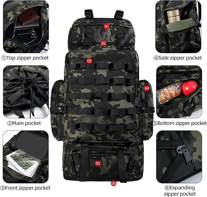 70L/100L Camping Hiking Backpack - Image 3
