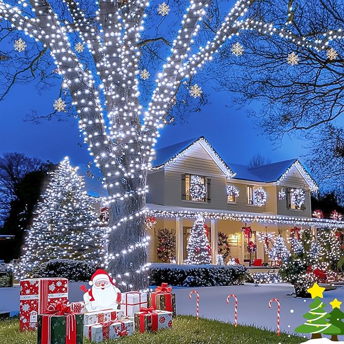 JMEXSUSS 200 LED White Christmas Lights Outdoor, 66ft Connectable Christmas - Image 4
