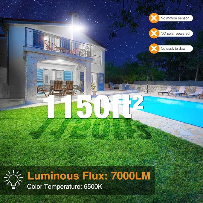 Onforu 3 Packs 75W Flood Lights Outdoor, 7000LM Brightness Security Lights - Image 3