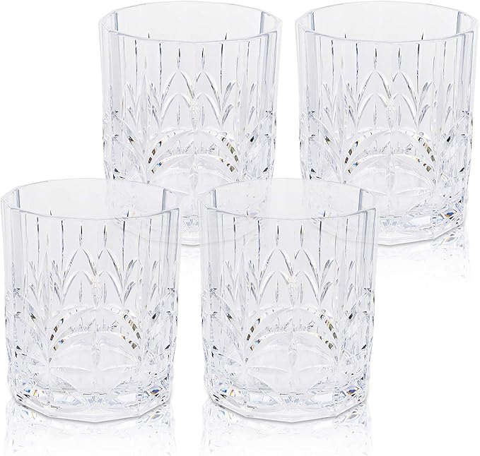 BELLAFORTE Tritan Plastic Whiskey Glasses Set of 4, 13oz Unbreakable Wine by BELLAFORTE