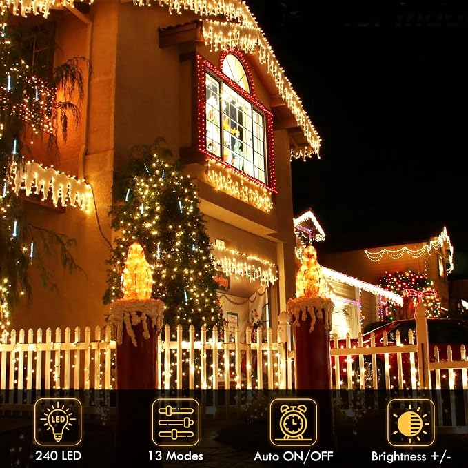 480LED 176FT Connectable String Lights Indoor Outdoor Clear Wire | Warm White - Image 4