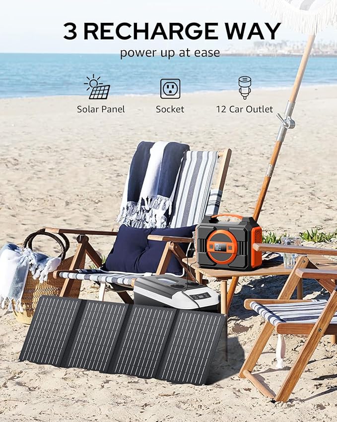 Portable Power Station 300W, Outdoor Solar Generator Backup Battery Pack - Image 3