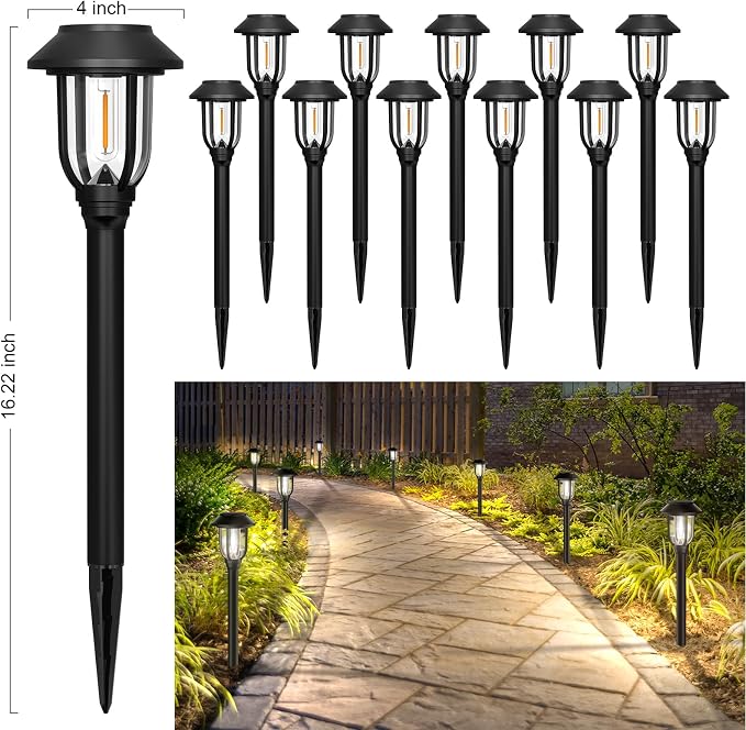 ILANCK 12 Pack Solar Lights Outdoor, 6000K Bright Solar Pathway Lights - Image 3