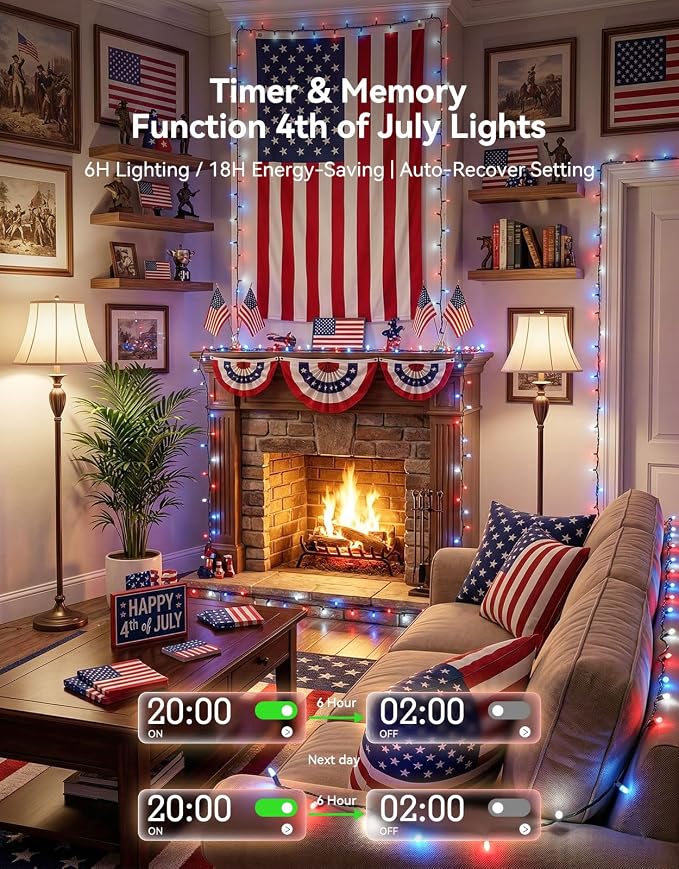 LitHome 4th of July Decorations Outdoor Waterproof, 99FT 300 LED String Lights - Image 3