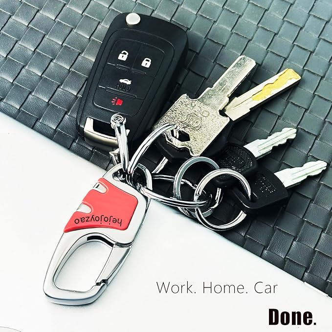 Keychain with Carabiner Clip, 4 Heavy Duty Key Rings and D Ring - Image 4