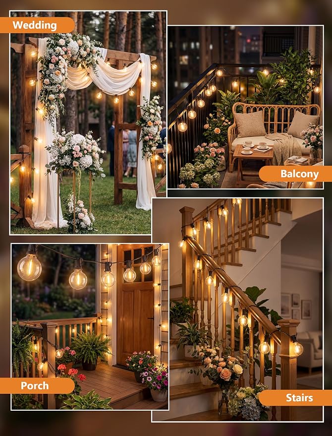 LED Outdoor String Lights, 25Ft G40 Globe Patio String Light Waterproof - Image 5