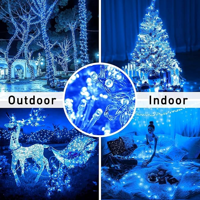 JMEXSUSS 33ft 100 LED Blue Christmas Tree Lights, Battery Operated Christmas - Image 6