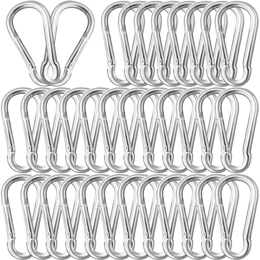 30 Pack 3" Heavy Duty Carabiner Clips, M8 Sliver Galvanized Steel Spring Snap by SEUNGCH