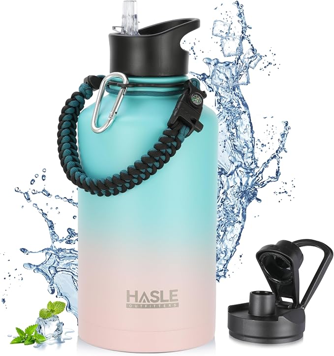 HASLE OUTFITTERS Half Gallon Insulated Water Bottles 64 oz, Stainless Steel by HASLEOUTFITTERS
