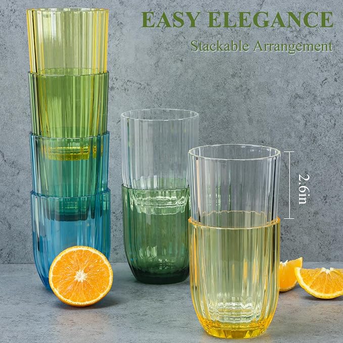 Acrylic Clear Highball Plastic Cups | Plastic Reusable Tumblers 15oz & 20oz | - Image 3