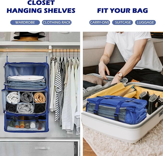 Surblue Hanging Shelves Travel Storage Bag Compression Packing Cube - Image 2