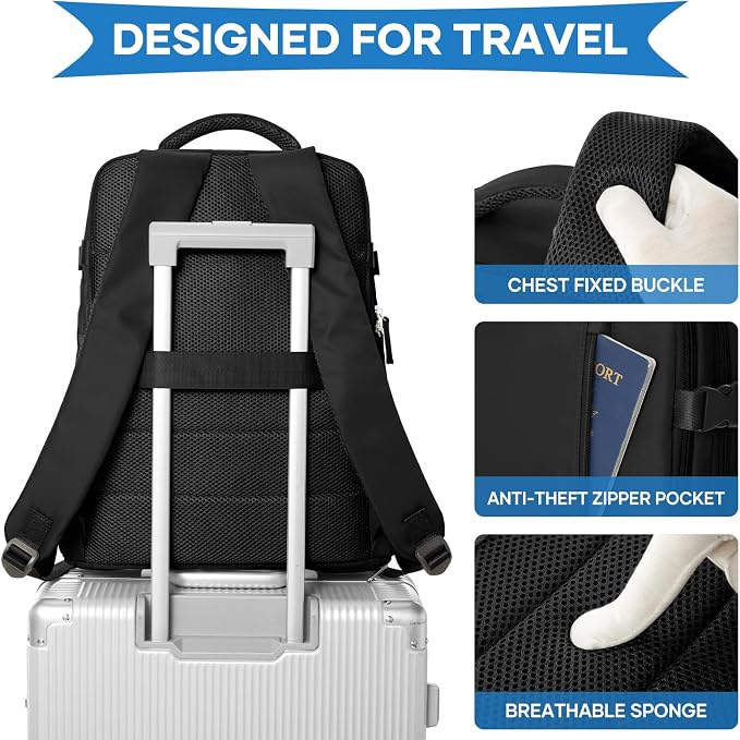 WONHOX Large Travel Backpack Carry on Flight Approved Laptop Work Business - Image 6
