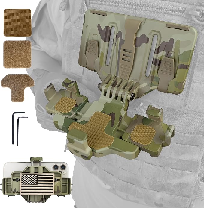 Tactical Gear Plate Carrier Vest Accessories, MOLLE Phone Chest Mount Holder by Unknown