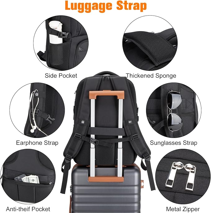 Insulated Lunch Backpack Fit 17" Laptop, Work Backpack - Image 6