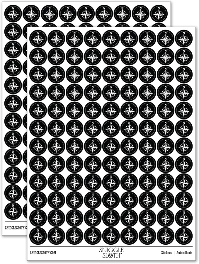 Compass Rose Nautical Star Navigation Map 200+ Round Stickers by Sniggle+Sloth