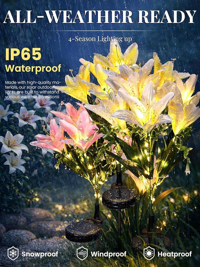 GIGALUMI Solar Garden Lights, Yard Decorations Outdoor, Allergy-Free Light up - Image 2