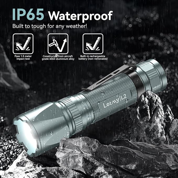 LETMY Rechargeable Flashlights High Lumens, 2 Pack 2000 Lumens Bright LED - Image 5