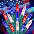 Red White Blue Mini Christmas Lights, 13ft Waterproof Lights by Brightown