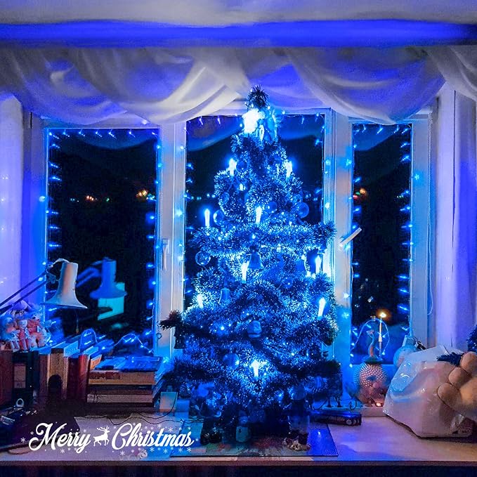 JMEXSUSS 150 LED Blue Christmas Lights Indoor Outdoor, Connectable 59 ft String - Image 6