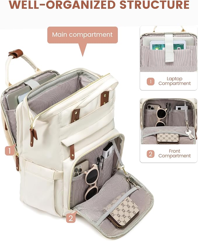 LOVEVOOK Laptop Backpack for Women, 15.6'' Waterproof Nurse Bag Teacher Work - Image 2