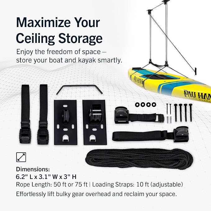 StoreYourBoard Kayak and Canoe Ceiling Hoist – Overhead Garage Storage Rack - Image 2