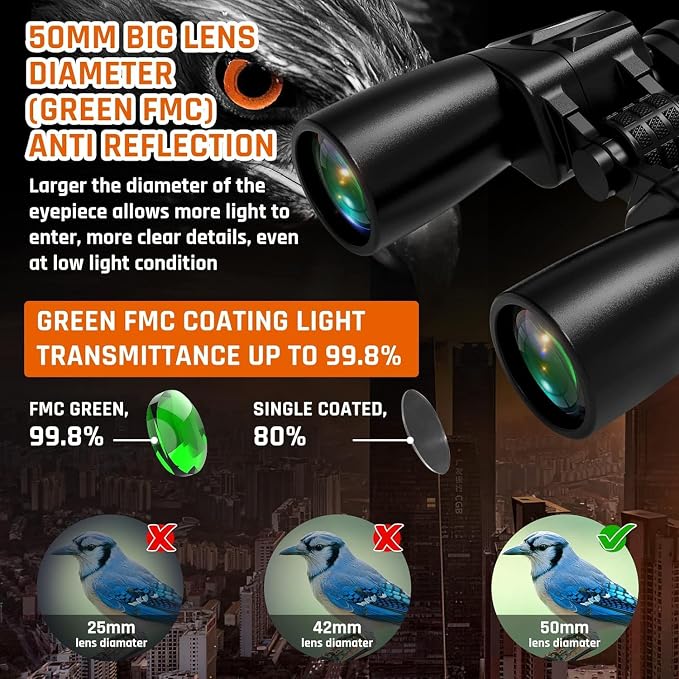 10-30x50 Zoom Binoculars for Adults, High Powered Military Binoculars for Bird - Image 5
