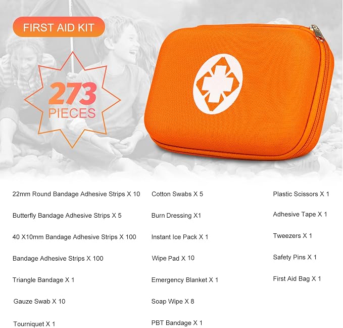 First Aid Kit Emergency Kit Camping Essentials Car-Home Orange First-Aid Bag - Image 2